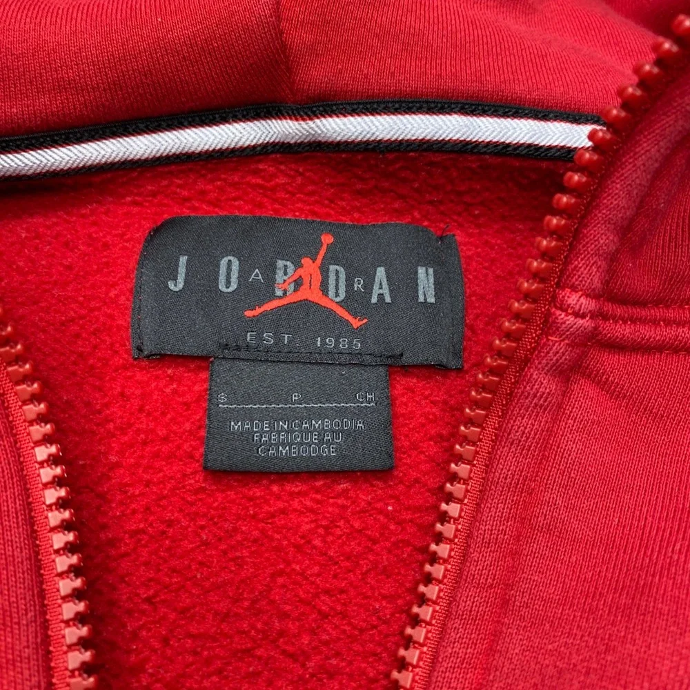 Jordan Full Zip Hoodie Mens Small Red Jumpman Logo Fleece Activewear
